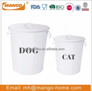 Rectangle Pet Dog Treats Food Storage Container Galvanized Metal Bin With Lid