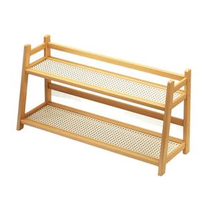 Support de rangement en osier couleur crème Style classique Double couche bureau dortoirs appropriés chambres bureaux cuisines porte-gobelet - Product Image 1