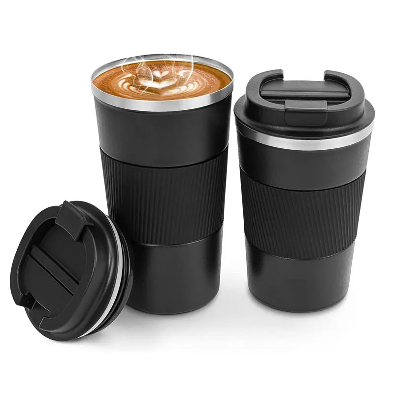 Venta al por mayor de café a prueba de derrames reutilizable respetuoso del medio ambiente taza de café de viaje 380ML taza de acero inoxidable vasos a granel
