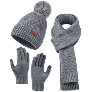 <span class=keywords><strong>Ensemble</strong></span> <span class=keywords><strong>bonnet</strong></span>, <span class=keywords><strong>écharpe</strong></span> et gants tricotés chauds d'hiver pour <span class=keywords><strong>femme</strong></span> LCZTN avec protection des oreilles, circonférence de la tête 58-60CM, détection par aiguille - Product Image 2
