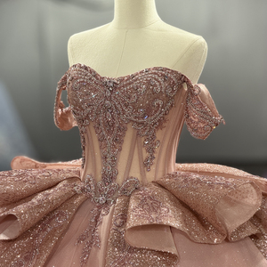 Robe de Quinceañera élégante en or rose Dy1553, style corset cœur, avec appliques de sequins, robe bouffante, taille à volants, pour bal de promo et soirée Jancember - Product Image 4