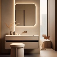 Armoire de chambre à coucher minimaliste en bois massif, coiffeuse deux-en-un, ensemble pour appartement, dortoir, miroir éclairé par LED, rangement écologique, modulaire