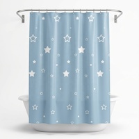 Rideau de douche imperméable blanc à étoile à cinq branches et ciel bleu, résistant à la moisissure, pour la maison et l'hôtel, vente en gros, motifs personnalisables