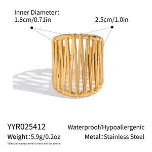Pvd chapado en oro de acero inoxidable anillos multicapa mujeres hombres ajustable diseño elegante anillo de dedo joyería al por mayor - Product Image 6