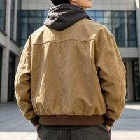 Blouson bomber en toile de coton kaki à col rabattu, personnalisable