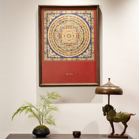Tableau religieux suspendu en laiton Tancheng, nouveau style chinois, décorations murales pour hall d'entrée et salons, cadre en noyer noir fait main