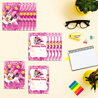 Penjualan terlaris pabrik tema kartun Set pesta perlengkapan pesta ulang tahun dengan Minnie Mouse tema kartu undangan