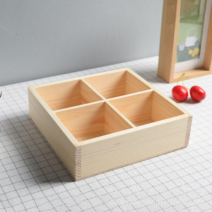 Wood Four Compartment Storage <b>Box</b> Natural Color Cosmetic Organizer Jewelry <b>Box</b> <b>Makeup</b> Organizers - Product Image 2