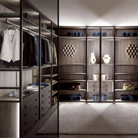 Dressing moderne minimaliste réglable en MDF avec portes vitrées, directement de l'usine, pour hôtel et appartement