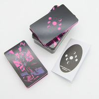 Jeu de cartes de tarot en feuille d'or de luxe, étui en fer portable, jeu de table, cartes d'oracle avec guide en papier