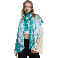 Bufanda Larga con Estampado Personalizado, Chal Mandala con Sensación de Seda de Lujo, Bufanda de Vacaciones Rosa y Morada para Mujer, Venta al Por Mayor