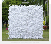Bunga Mawar Putih Buatan Tangan Berkualitas Tinggi Realistis, Bunga Campuran Kustom, Plastik Musim Dingin, Latar Belakang Dinding Bunga Artifisial 5D 8ft X 8ft