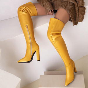 Botas De China Manufacturer Bright Leather Tube Stocking Fashion Over Knee Long Women's <b>Boots</b> - Product Image 4