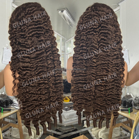 Perruque en cheveux humains bouclés bruts birmans brun chocolat, densité 200%, 30-40 pouces, pré-épilée, avec dentelle HD transparente 13x6, vente en gros