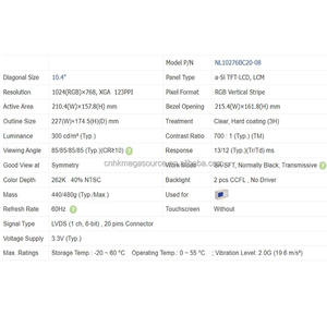 Module d'écran LCD TFT NL10276BC20-08 10,4 pouces 1024*768 neuf d'origine, écran LCD, écran TFT, panneau LCD en stock - Product Image 4