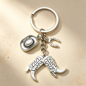 <b>Custom</b> Logo Western Cowboy Metal <b>Keychain</b> Zinc Alloy Vintage Cowboy Hat Pendant Key Ring Fashion Accessory Gift - Product Image 3