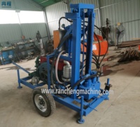 Machine de forage de puits d'eau portable à moteur diesel facile à utiliser avec moteur et boîte de vitesses, profondeur de 150 m sur remorque RCS200P