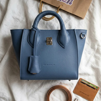 Bolso de Hombro Azul Océano de Color Liso con Doble Correa para Mujer, Bolso de Hombro de Gran Capacidad con Decoración Metálica y Grabado de Moda