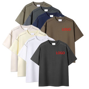 Chemises personnalisées avec logo brodé T-shirt à manches courtes uni de haute qualité, décontracté, simple et à col en O - Product Image 1