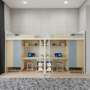 Оптовая продажа, товары для школьной мебели, двухъярусная кровать в общежитии с письменным столом и шкафом для школьного использования - Product Image 4