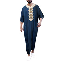 Thobe pour hommes musulmans Al Haramain, vêtements musulmans pour hommes avec impression numérique, thobe avec poche, manches courtes, bisht, kaftan turc