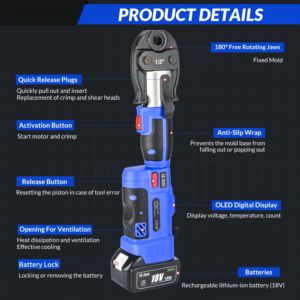 Outil de sertissage de tuyaux électrique sans fil industriel Glam Pro Press BS-1525 220V/110V avec moteur sans balais et kit de mâchoires VUS 1/2 3/4 1 pouce - Product Image 2