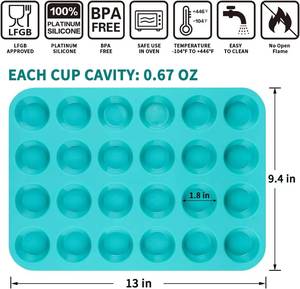 MUYULINS Factory 12/24 Cup LFGB Platinum Grade Non-Stick BPA-Free Standard Silicone Brownie Cupcake Pan Muffin <b>Tin</b> <b>Cake</b> Baking - Product Image 5
