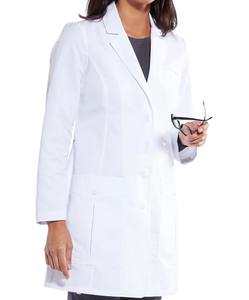 高品質の病院の制服セット長袖カスタマイズされた医師の服女性のために織られたロゴ付きの白い帯電防止白衣 - Product Image 3
