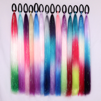 Extensions capillaires synthétiques à paillettes pour tresses, queue de cheval tressée droite pour enfants – Meilleures ventes