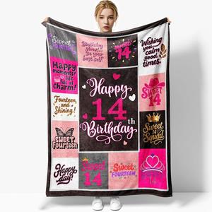 <b>Blue</b> Gaming 15th Birthday Collage Flannel <b>Blanket</b> Throw <b>Blanket</b> Nap <b>Blanket</b> Machine Washable Fade Resistant for Travel Camping - Product Image 2