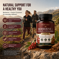 Berberine HCL 1200mg certifiée GMP avec cannelle de Ceylan, chrome et biopérine, 120 gélules végétariennes