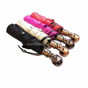 <span class=keywords><strong>Parapluie</strong></span> à 3 plis automatique, effrayant, poignée <span class=keywords><strong>de</strong></span> crâne, en cuivre, <span class=keywords><strong>parapluie</strong></span> design - Product Image 1