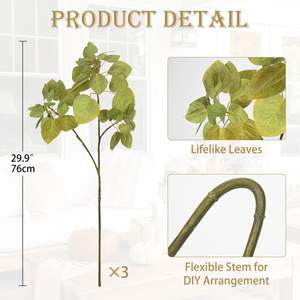 Feuilles artificielles en gros, toucher réel, plantes vertes, feuilles d'hortensia, décoration florale pour mariage, fête, maison, arrangement floral - Product Image 2