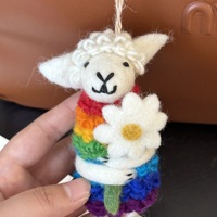 Porte-clés en feutre de laine fait main népalais, pendentif bébé agneau, poupée créative, pendentif pour sac, cadeau