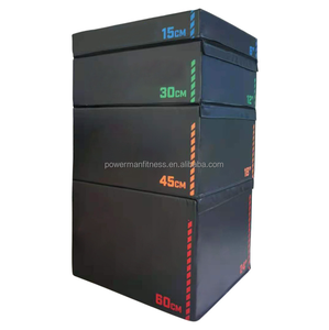 Juego de 4 Cajas de Salto Apilables POWERMAN FITNESS, Caja de Salto de Espuma EPE de Alta Densidad con Cubierta de PVC Antideslizante - Product Image 1