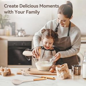 Ustensiles de cuisine en silicone de qualité alimentaire personnalisés, spatule et louche à soupe avec manche en bois - Product Image 3
