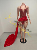 Ocstrade 2026 Produit Tendance Robes de Soirée Longues à Col Halter avec Strass Rouges pour Femmes Grandes Tailles – Idéales pour Anniversaires et Clubs