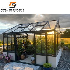 Conservatorio aislado Sunroom del jardín del vidrio de aluminio del color negro del GS con ladrillos rojos - Product Image 4