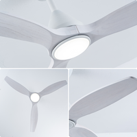 Ventilateur de plafond intelligent 29W DC avec lumière, pales en bois massif réversibles, contrôle WiFi par application, télécommande, intérieur/extérieur