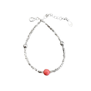 S925 Sterling <b>Silver</b> Red <b>Bead</b> Bracelet For Women Everyday Wear Simple Design - Product Image 5