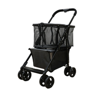 Vente en gros, poussette pour animaux de compagnie multifonctionnelle portable à double couche, grand espace pour les familles multi-animaux, fournitures pour animaux de compagnie