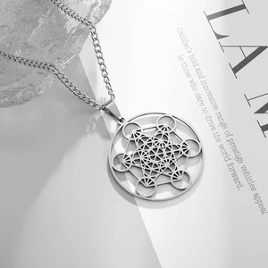 Collier en acier inoxydable avec sceau d'ange, archange, Met Atron, pour femmes et hommes, géométrique, les secrets du jardin des kabalistes, bijoux de Salomon - Product Image 4