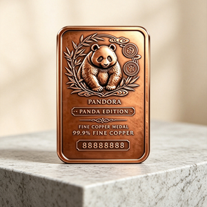 Barre de cuivre en relief de haute qualité, édition limitée, 1 kg, 99,9 % de cuivre pur, édition Panda, pour collection et cadeau souvenir - Product Image 2