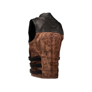 Patchwork moto course cuir et toile gilet marron-daim cuir bonne qualité moto équitation gilets pour femmes - Product Image 2