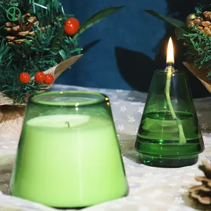 Kerst Groene Kleur Glazen Kaarspotjes Met Op Maat Gemaakte Deksel Kaarsvaten Voor Kerst