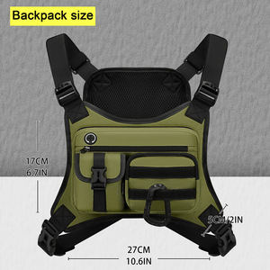 Chaleco Táctico con Bolsillos, Riñonera de Pecho, Correa de Hombro Ajustable, Malla Trasera con Cremallera, Múltiples Bolsillos, Bolsa de Almacenamiento para Ciclismo al Aire Libre - Product Image 5