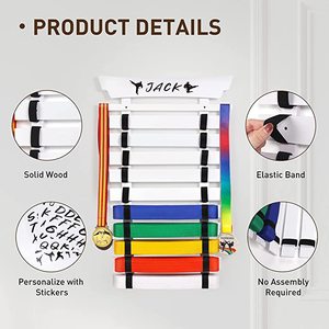 Support mural en bois massif pour l'affichage des ceintures de karaté judo jiu-jitsu <span class=keywords><strong>ninjutsu</strong></span> bricolage support d'équipement d'arts martiaux - Product Image 5