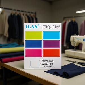 Etichette Adesive Ilan 32x69 mm Rettangolari, 6 per Foglio, 5 Fogli Colorati per Etichette di Abbigliamento - Product Image 2