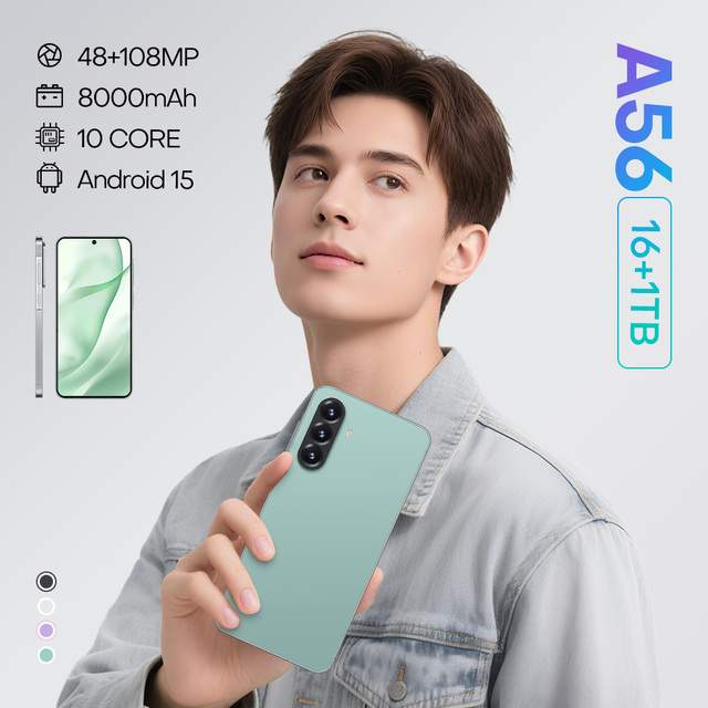 Wholesale A56 108mp Ai Night Mode 7.3'' Amoled 16+1tb 8000mah Li-po 10w Charge 5g Unlocked Mobile Phone Cellphone 5g Smartphone
