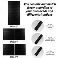 Kit de panneaux muraux à lattes noirs 4x4 pieds en PVC, système de rangement de garage avec crochets, panneau mural étanche pour l'organisation